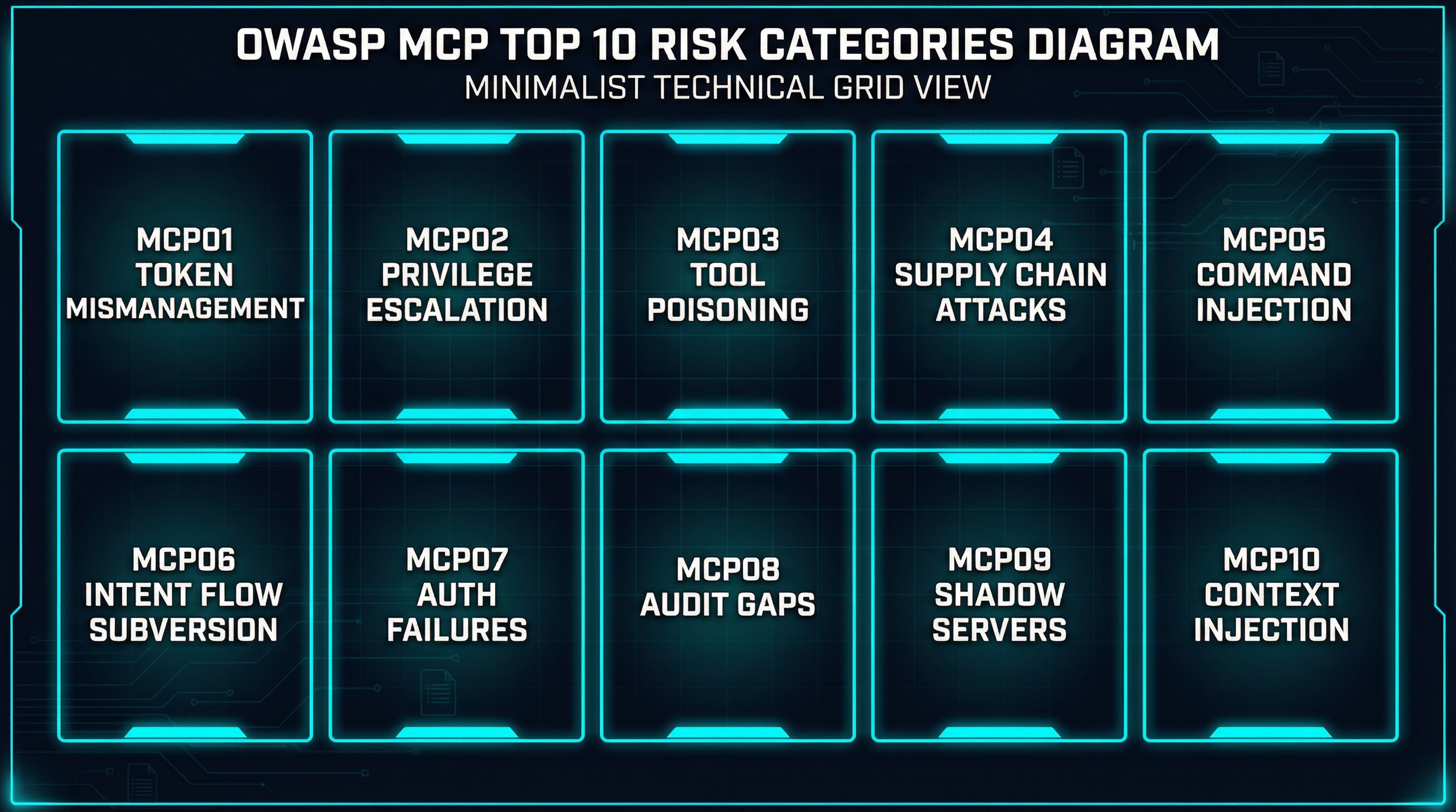 OWASP MCP Top 10 risk categories — from token mismanagement to context injection